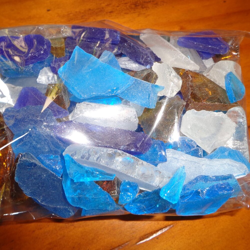 1 LB. + Sea Glass Mixture of Blue, Aqua, White, Amber